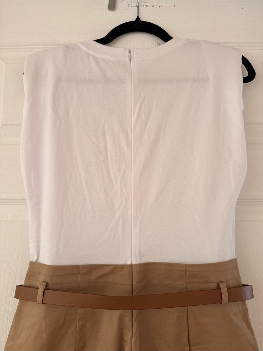 NEW! Zara - Belted Jumpsuit - Size XS - Camel/White - Picture 4 of 4